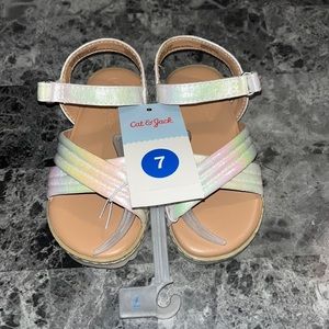 Toddler Girls Chloe Ankle Strap Sandals Shimmering White Cat and Jack